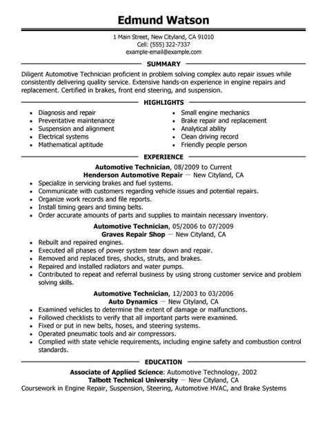automotive resume template.